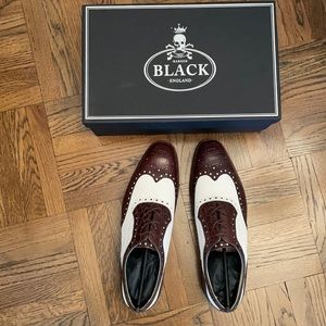 Barker Black Crocodile and Suede Golf Shoe